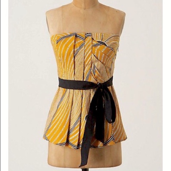 Anthropologie Tops - Anthropologie Mustard Peplum Corset Top, Size 4